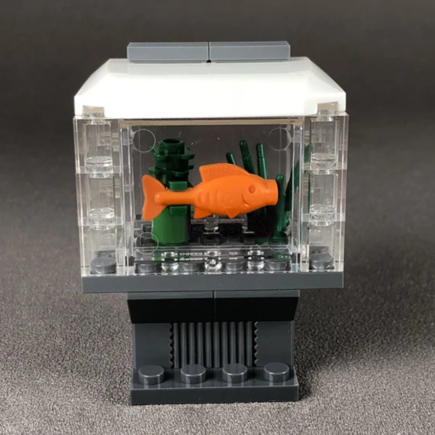 Legoingly Fish Tank Block Bricks Fish Grass Case Display Box Building Blocks MOC Accessories Parts Model Kits DIY Toys for Kids (4)