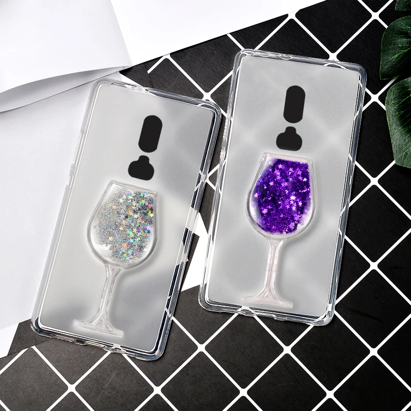 For Oneplus 6 Case Cover Silicone For OnePlus 6 Phone Bags One Plus 1+6 Cases Glitter Wine Glass Transparent Soft TPU Shell