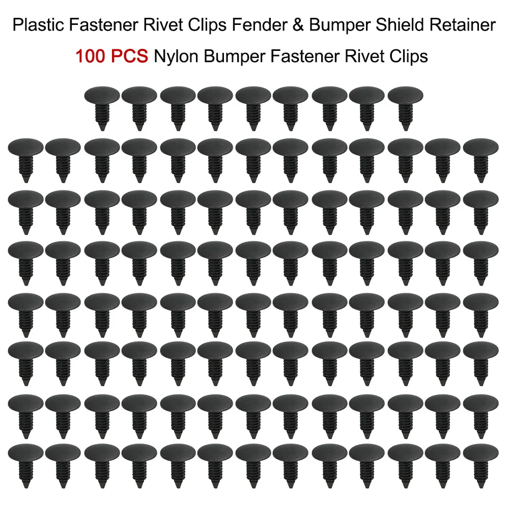 100 шт. Пластиковые Крепежные заклепки клипсы крыло и защита Бампера фиксатор нейлоновый бампер Крепеж заклепки клипсы для автомобильного кузова