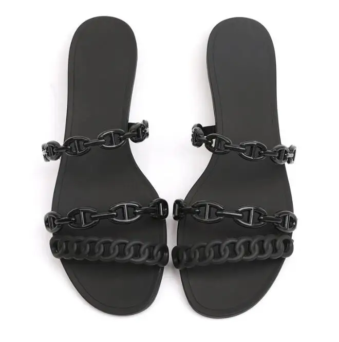 

Carpaton Fashion Flat Shoes for Woman Open Toe Black Slippers Summer Cutouts Gladiator Shoes Beachwear Slides