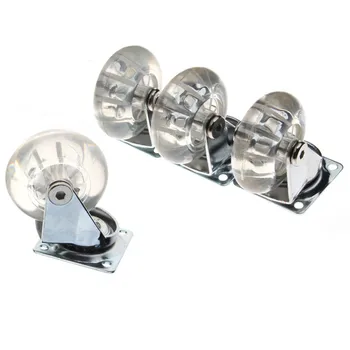 

ZENHOSIT 4PCS 50mm Transparent Caster PU Durable Chair Sofa Wheel Flat Plastic Heavy Duty Furniture Mute Universal Under 40Kg