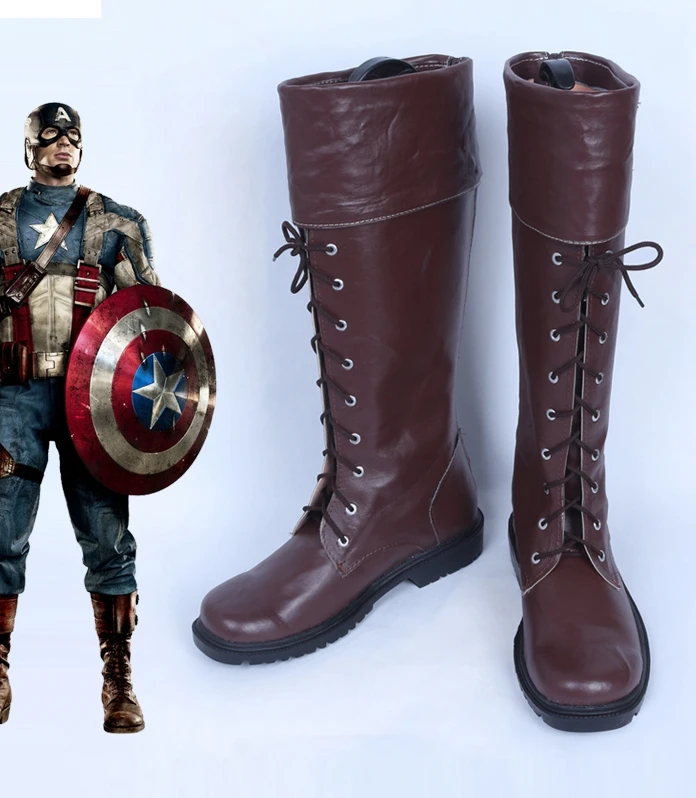 Captain America Steven Steve Rogers brown cos Cosplay Shoes Boots shoe