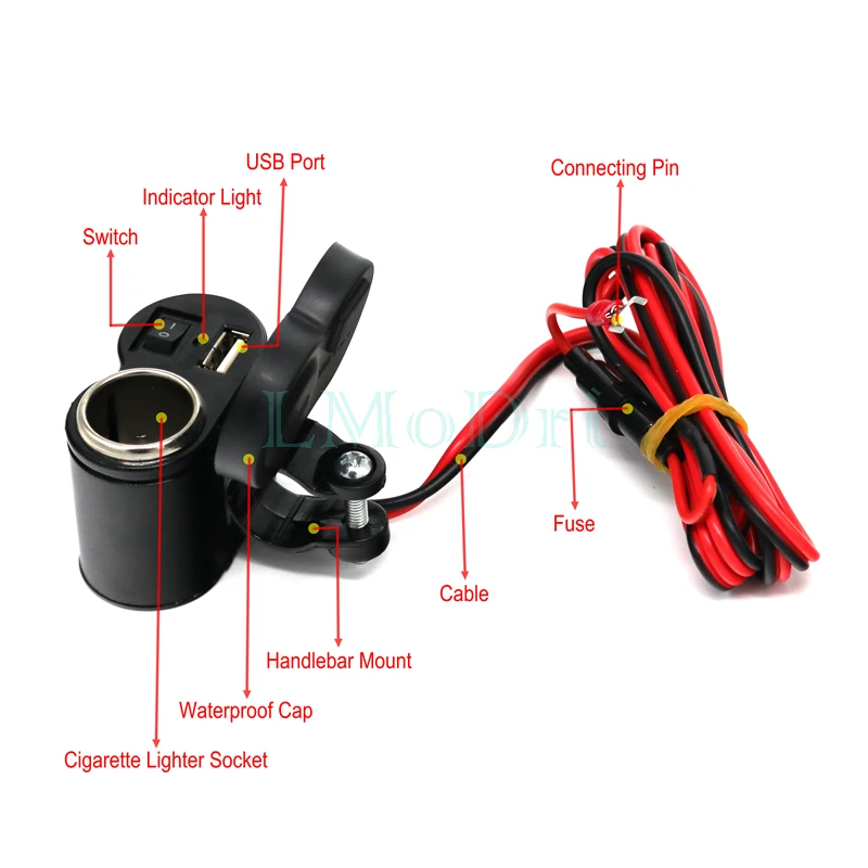 Водонепроницаемый USB адаптер LMoDri на руль мотоцикла 12/24 в|lighter adapter|motorcycle adapterusb port