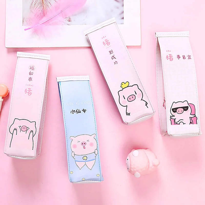 

Pig Milk Bottle Pencil Case Cute Pink Pen Bag Box Creative Stationery Pouch Gift For Girls Material School Supplies
