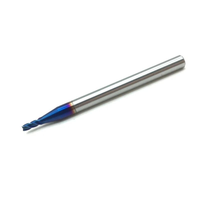 

2mm End Mill HRC65 4 Flutes D2*6*D4*50*4T Solid Carbide Fat End Mills Straight Shank nACo-Blue Coated Milling Cutter Tool