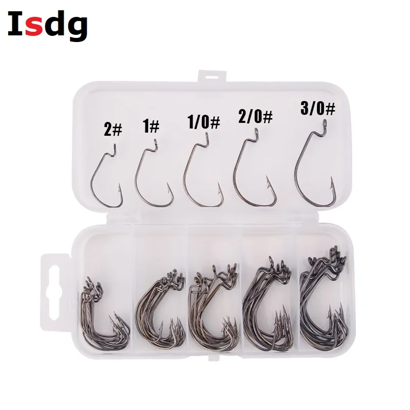 50 шт. набор из углеродистой стали Кривошип крючки 5 Размер Мягкая приманка для рыбы крючок рыболовные крючки, рыболовные снасти с ящиком для хранения XY60
