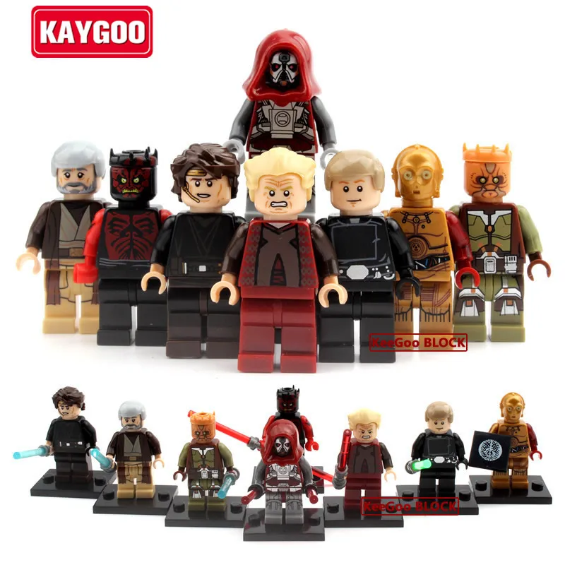 

8pcs Star Series Space war Darth Vader The Force Awakens Action Figures Building Blocks Bricks Kylo Ren toy Christmas gift
