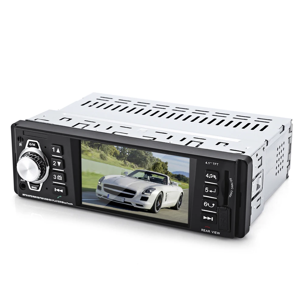 

Hot Sale 1 Din Car Radio MP5 Player 4.1" HD Display Car Audio Video MP5 Player with FM USB SD AUX Ports Support Rear View Camera