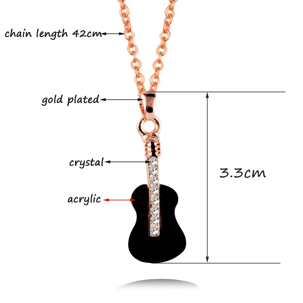 SINLEERY модный чёрный акриловый музыка колье с кулоном гитара серебро Цвет цепи для Для женщин вечерние ювелирные подарки XL287 SSH