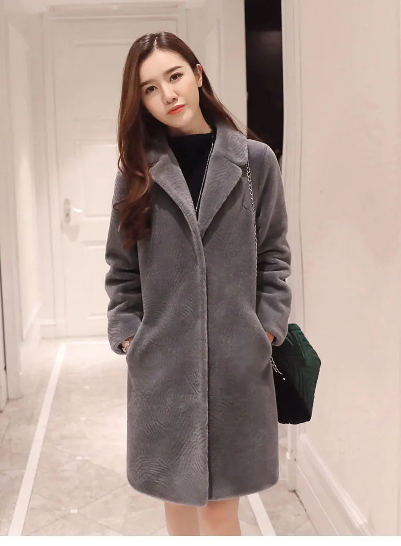 women winter thick coats and jackets female warm natural Merino Sheep Fur casual plus size female middle long sleeve outwears
