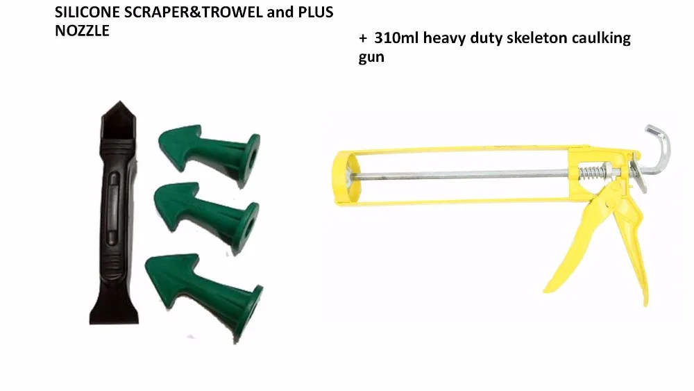 

Free Shipping Skeleton Caulking Gun with Silicone Sealant Trowel&Scraper Plus Nozzle Set Caulking Tool Set High Quality