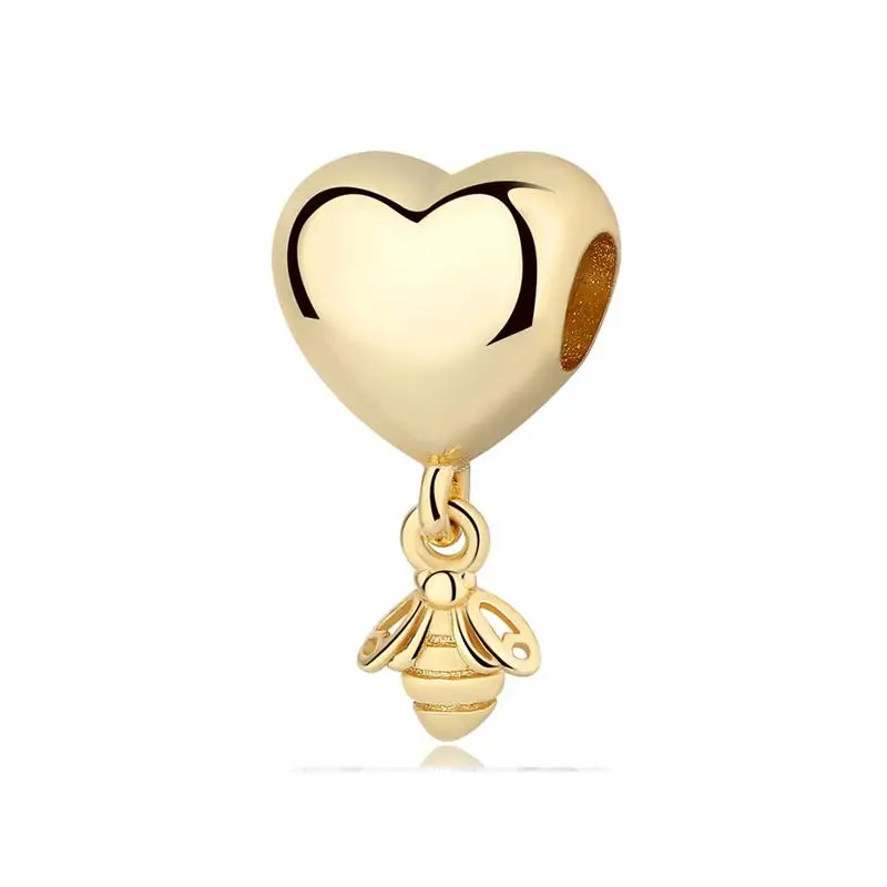 Настоящие бусины из стерлингового серебра 925 Подвески, блестящие бусины в форме сердца, подходят для оригинальных браслетов Pandora, ожерелья для женщин, ювелирные изделия DIY - Цвет: HLYZ081