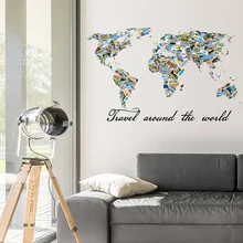 Художественная красочная креативная карта мира наклейка для путешествий по всему миру Цитата наклейки на стену для дверь детской комнаты украшение дома виниловая роспись