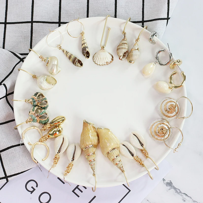 

JURAN New Sea Shell Irregular Geometric Earrings For Women Statement Za Design Pearl Drop Earrings Fashion Jewelry Party Gift