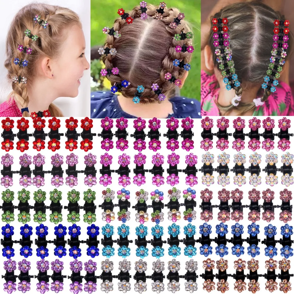 

90Pcs Baby Girls Hair Claw Clips Crystal Rhinestones Tiny Hair Clip Colored Flower Hair Bang Pin for kids Women Hair Accessories