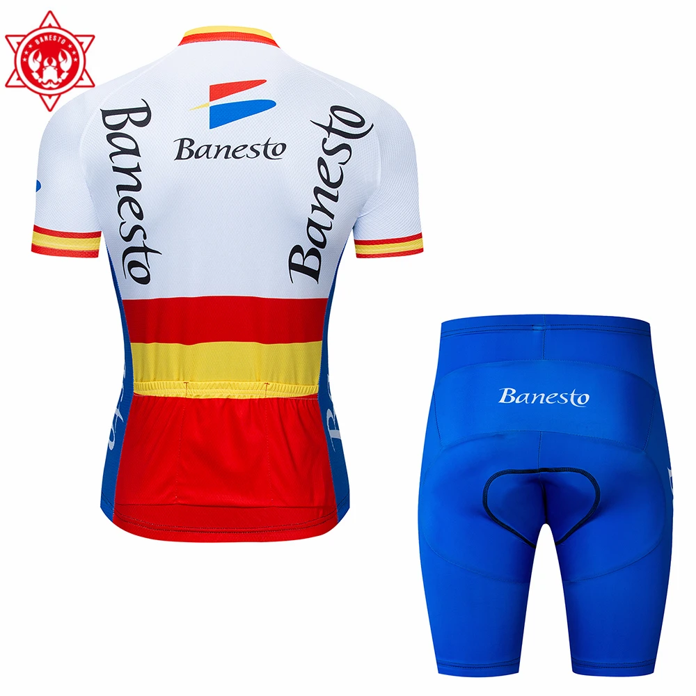 Летние велосипедный костюм, трико Ropa Ciclismo MTB велосипеда костюмы Спортивная костюм Велоспорт Banesto Джерси комплект