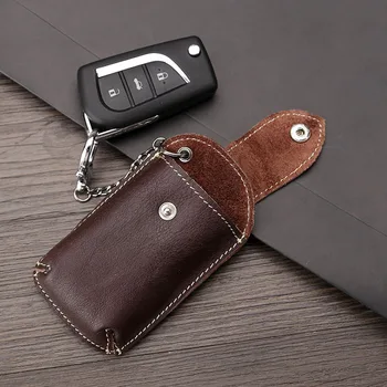 

15PCS / LOT Genuine Leather Key Wallet Key Holder Organizer Keychain Unisex Car Key Housekeeper Bag