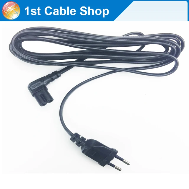15ft 5M Angled EU Euro AC power cable cord lead EU 2-prong to angled figure 8 C7 plug 2X0.75mm2 for PS4,TV,for apple tv box etc.