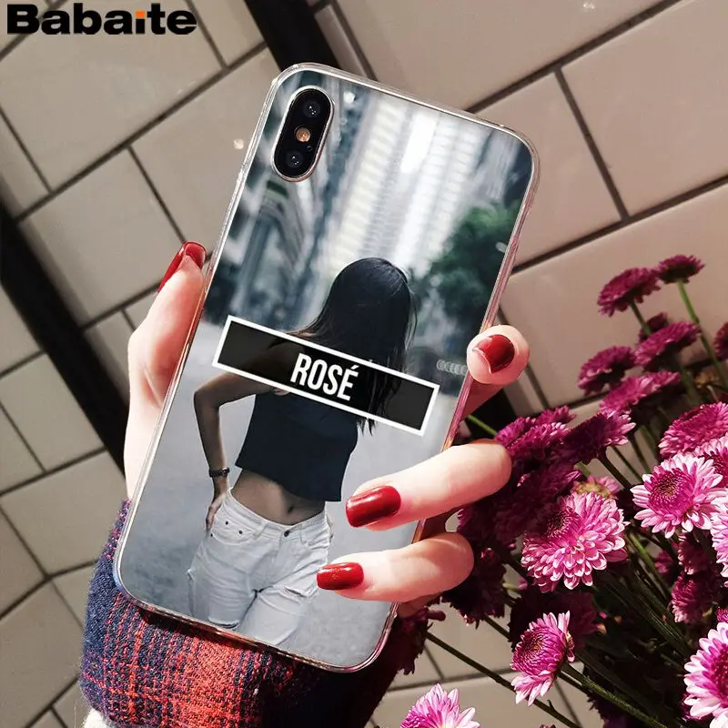 Babaite BLACKPINK ROSE Kpop DIY Painted Beautiful Phone Accessories Case for iPhone 8 7 6 6S Plus X XS MAX 5 5S SE XR Cellphones