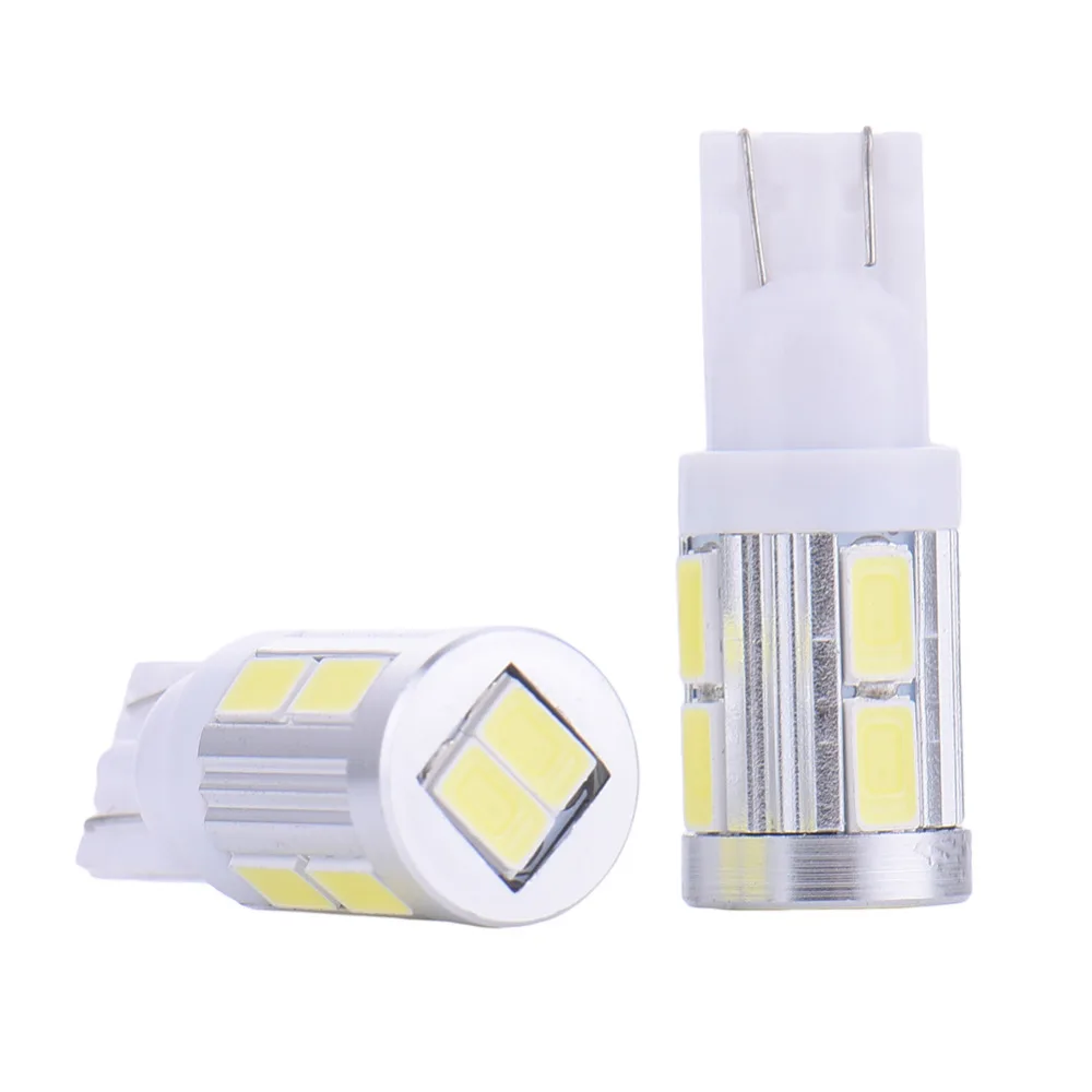

10Pcs Car Auto10SMD 5730 LED Clearance Lights Turn Signal Light Trunk Bulbs Car White Light Source License plate Lamp T10 DC12V