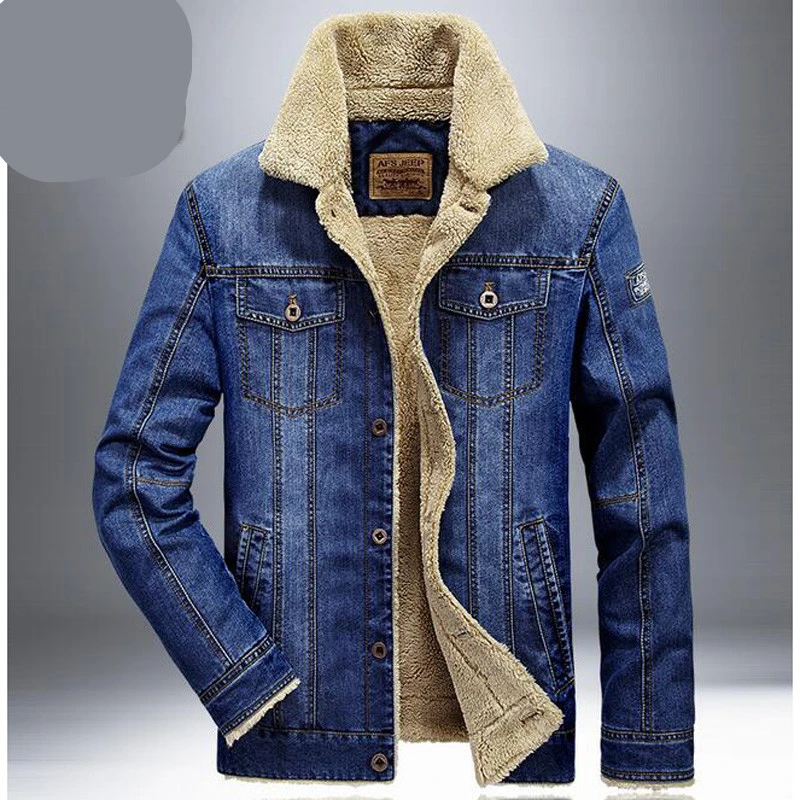 Nueva marca de invierno chaqueta de mezclilla hombres lana gruesa cálido lavado Vaqueros Chaquetas mens Outwear abrigo de invierno tamaño: m 4xl|jeans jacket men|denim jacket menbrand jacket men -