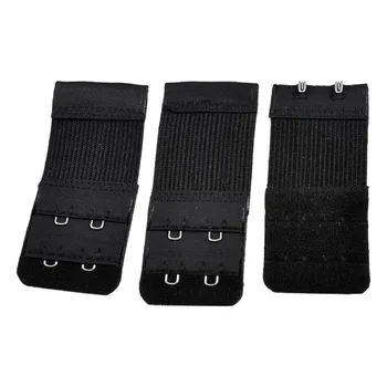 

3 parts ladies 2 x 2 hook and loop tape Elastic extension Bra Extension Black