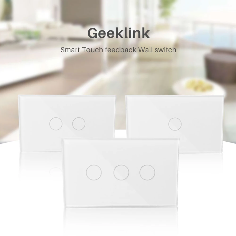 

Geeklink Original FB2 Wall Touch US Version 1 2 3 Gang Smart Home Intelligent Wireless Remote Switch By IOS Android Feedback