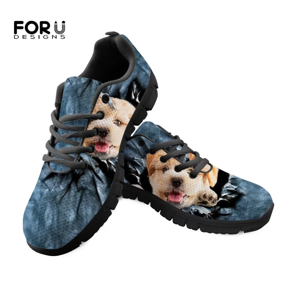 De Aq Denim Chiot c0476baq Animal Motif Jeans Style Espadrilles Maille Forudesigns Chaussures 3d c0476aq Appartements Custom Mignon Printemps Casual Femmes Chien Confortables wHg86q