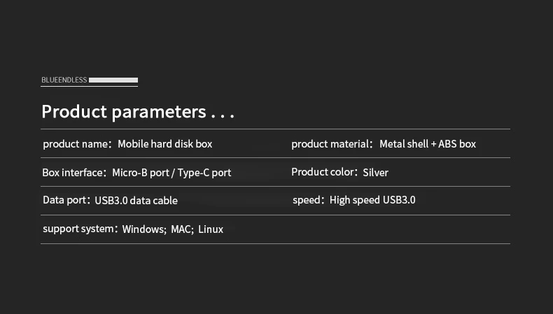 Blueendless док-станция для Hdd алюминиевый 2,5 'USB 3,0 серебристый корпус для Hdd чехол для ноутбука Disco Duro Externo& 30