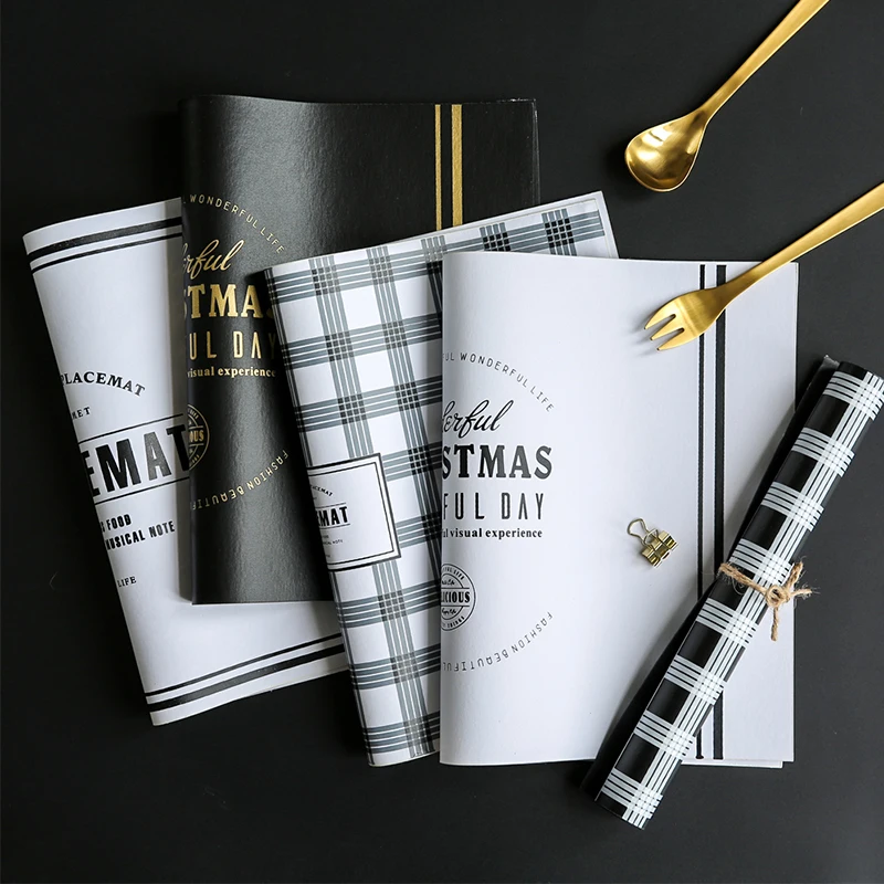 

Simple Nordic Leather Placemat Dining Tableware Gold Letter Pad Table Mat Placemat Pads Bowl Black Coaster Kitchen Accessories