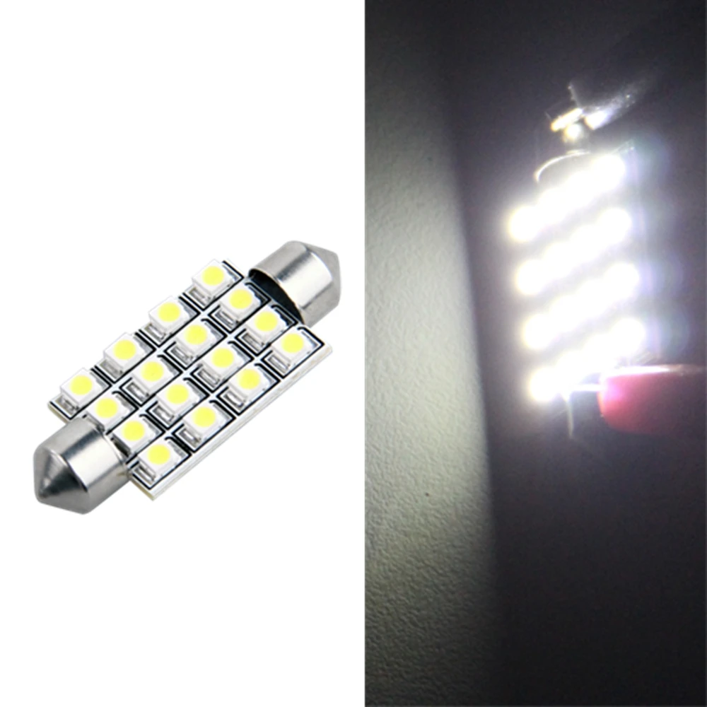 

15pcs 42mm 16 SMD LED White Car Dome Festoon Interior Light Bulb