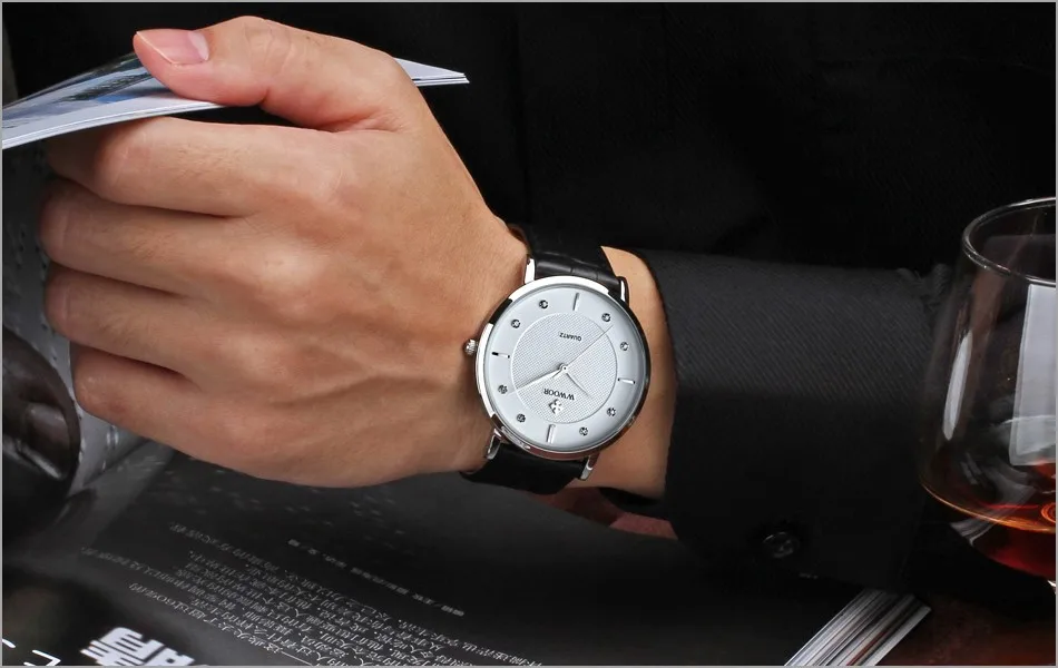 WWOOR  Watch for Men Brown Leather Classic 50M Waterproof Luxury Men's Wrist Watch Japanese Quartz Movement Thin Male Clock (6)