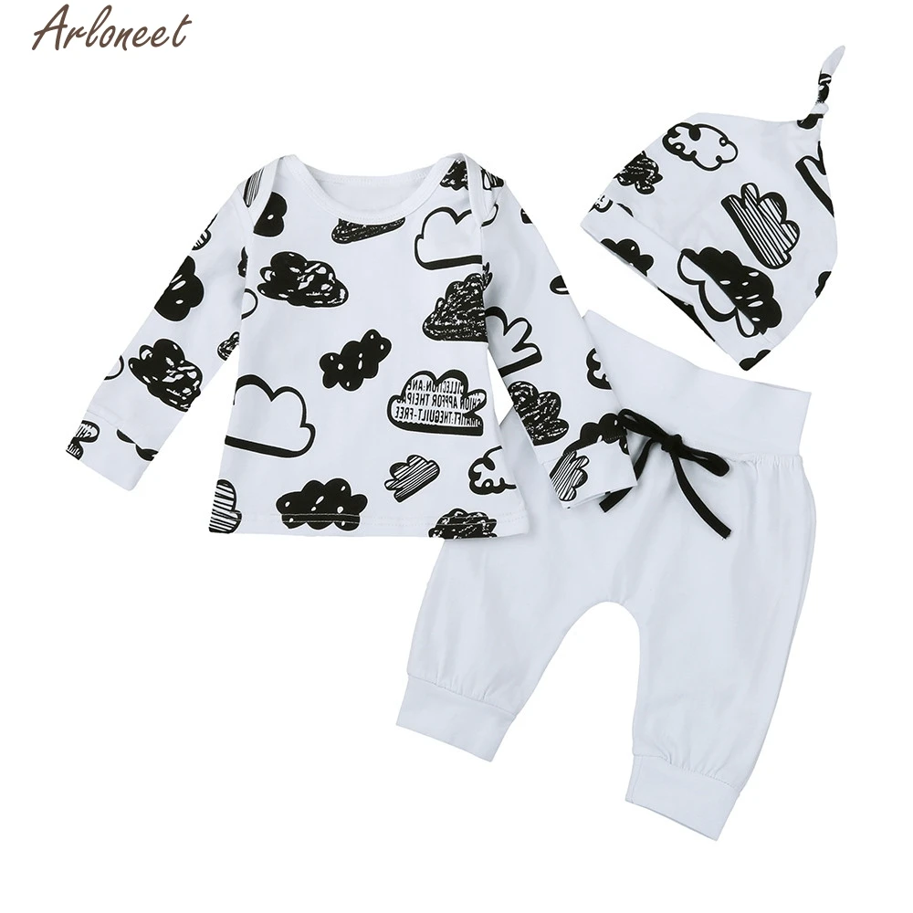 ARLONEET Детский комплект зимние теплые для детей для маленьких девочек и мальчиков с принтом «облако» футболка Комплекты из топов и штанов; комплект одежды P30 Dec20