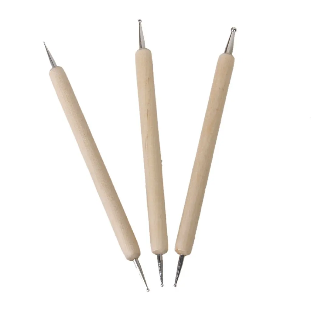 HTHL 3pcs Ball Styluses Tool Set For Embossing Pattern Clay Sculpting