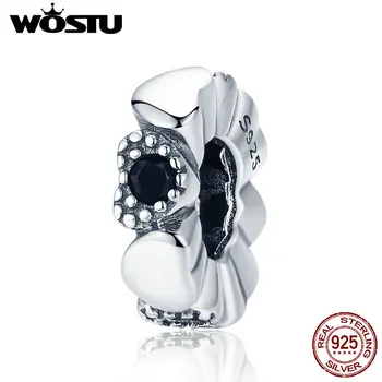 

WOSTU Authentic 925 Sterling Silver Dazzling Heart Charm Beads fit Original DIY Bracelet Necklace Fashion Jewelry Making CQC884