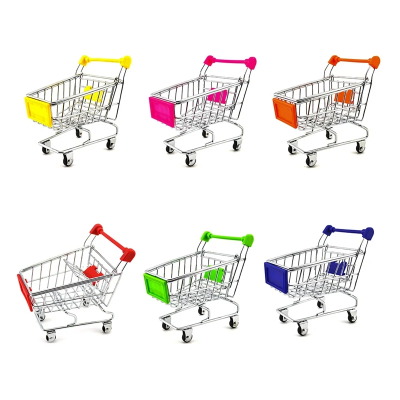 Mini Shopping Cart Toy Color Random DIY Assembly Child Supermarket Grocery Carriages Miniature