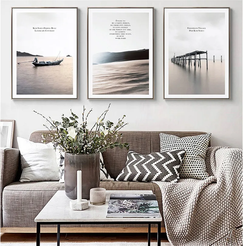

Sea Scenery Canvas Art Print Painting Nordic Poster Ferry Posters Wall Pictures For Living Room Wall Decor Quotes Unframed