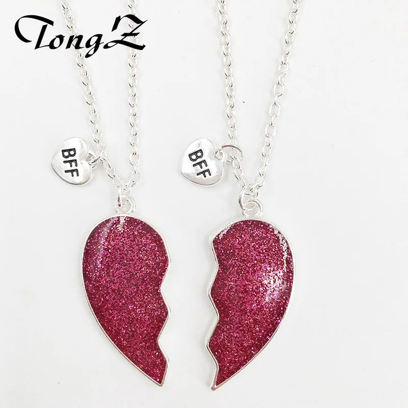 Два с половиной сердца модные серебряные ожерелья в форме сердца для сияющих лучших друзей модные трендовые парные подвески