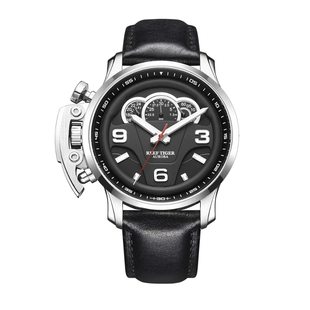 

2018 Reef Tiger/RT Men Fashion Sport Watches Genuine Leather Strap Dashboard Dial Chronograph Quartz Watches Relogio Masculino