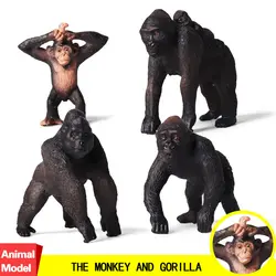 4 шт./компл. Действие & игрушка фигура диких животных Monkey Gorilla ПВХ Модель Коллекционная кукла Рисунок Коллекция для детей Детский подарок