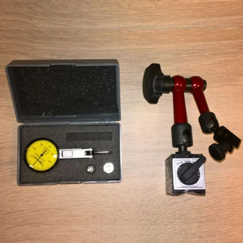 

1pc Flexible Magnetic Base Holder + Scale Precision Dial Test Indicator Gauge + 3/8"/5/32" Dovetail Clamp with Molded Case