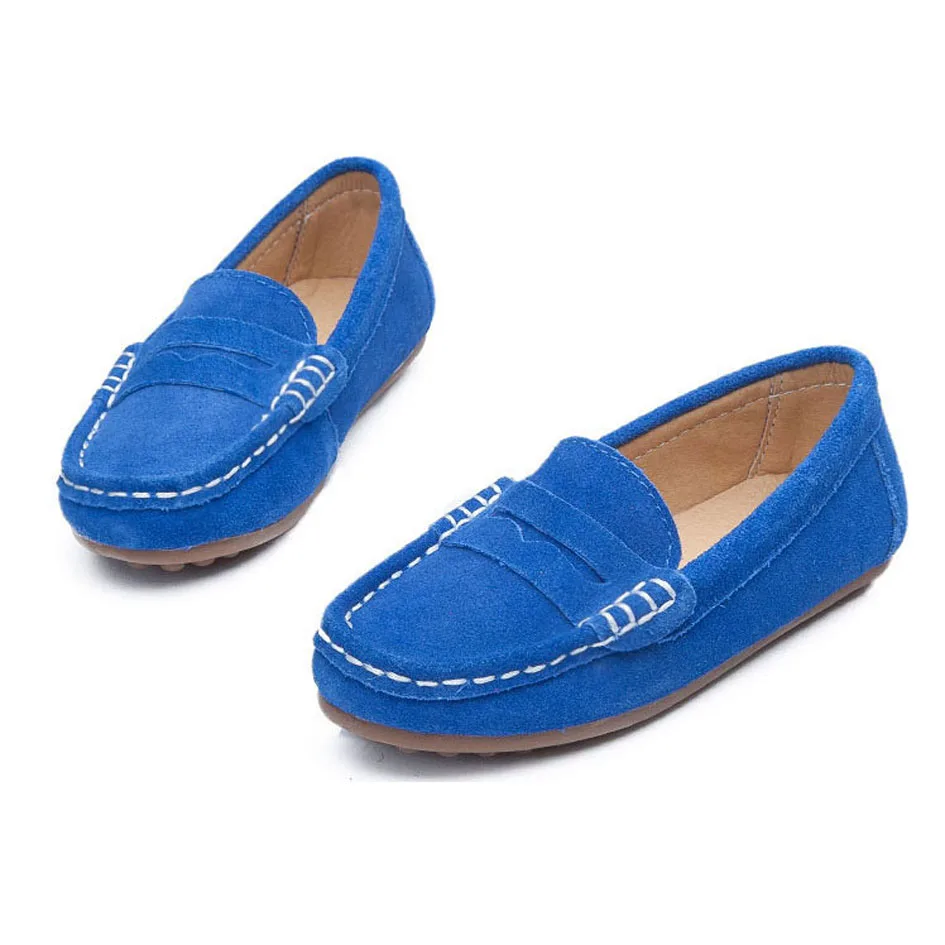 Vintage Suede Kids Loafers Unisex Genuine Leather Girls Creepers Slip ...