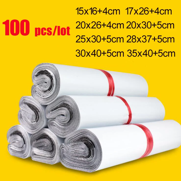 

100 pcs/lot Courier bags White Express Bag Mailing Bag Envelope Self Adhesive Seal Plastic Bag