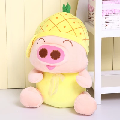 

17 inch pig plush toy McDull pig pineapple hat style pig doll throw pillow w3861