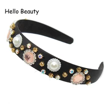 Новая мода модная, жемчужная украшения для волос роскошные аксессуары для волос Классический резинки для волос со стразами с украшением в виде кристаллов повязки для женщин