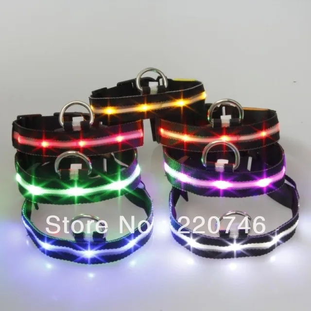 

newest Black style Screen lights LED Nylon Pet Dog Night Safety Collar Light-up Flashing Adjustable Belt 6 colors