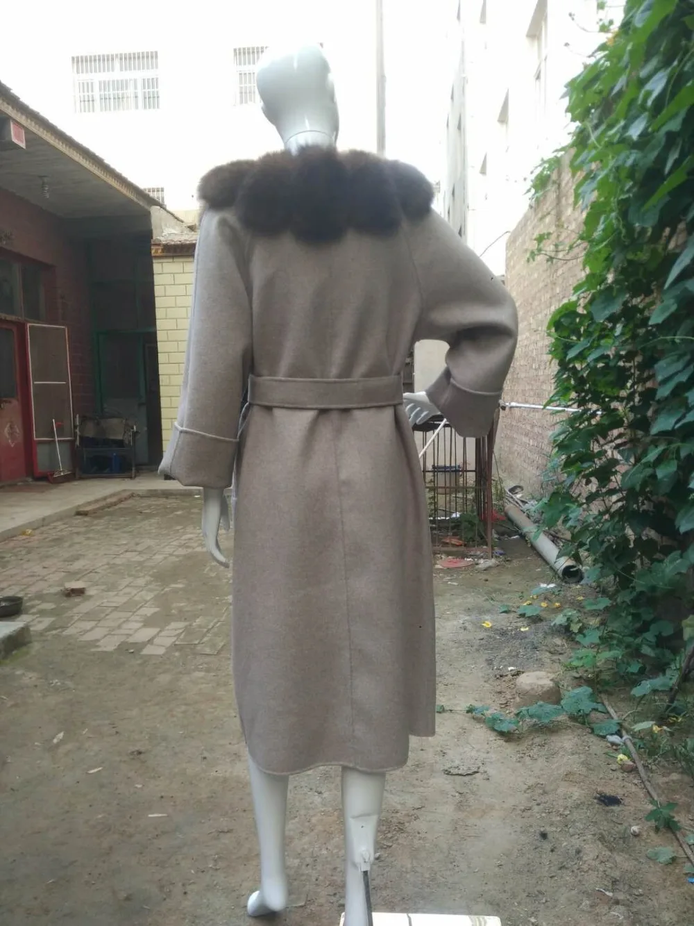 Fashion Double-sided Woolen Blend Natural Real Fox Fur Coat With Belt Genuine Leather Jacket Women New Real Fur Jacket Women