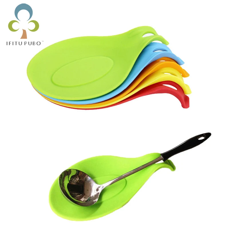 Kitchen Heat Resistant Silicone Spoon Rest Holder Cooking Utensil Spatula Tools