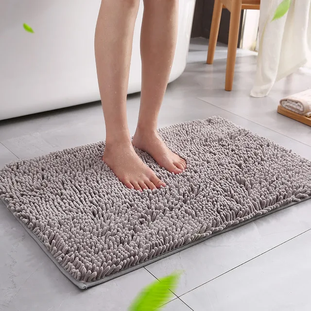 

Bath mat long fur chenille soft fast water absorbent area rug for bathroom by tube rug after shower mat home short small carpet