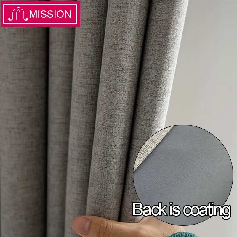 

MISSION Faux Linen Foam Back Blackout Curtain Thermal Insulated Soundproof Blinds Drapes for Bedroom Living Room Custom Made
